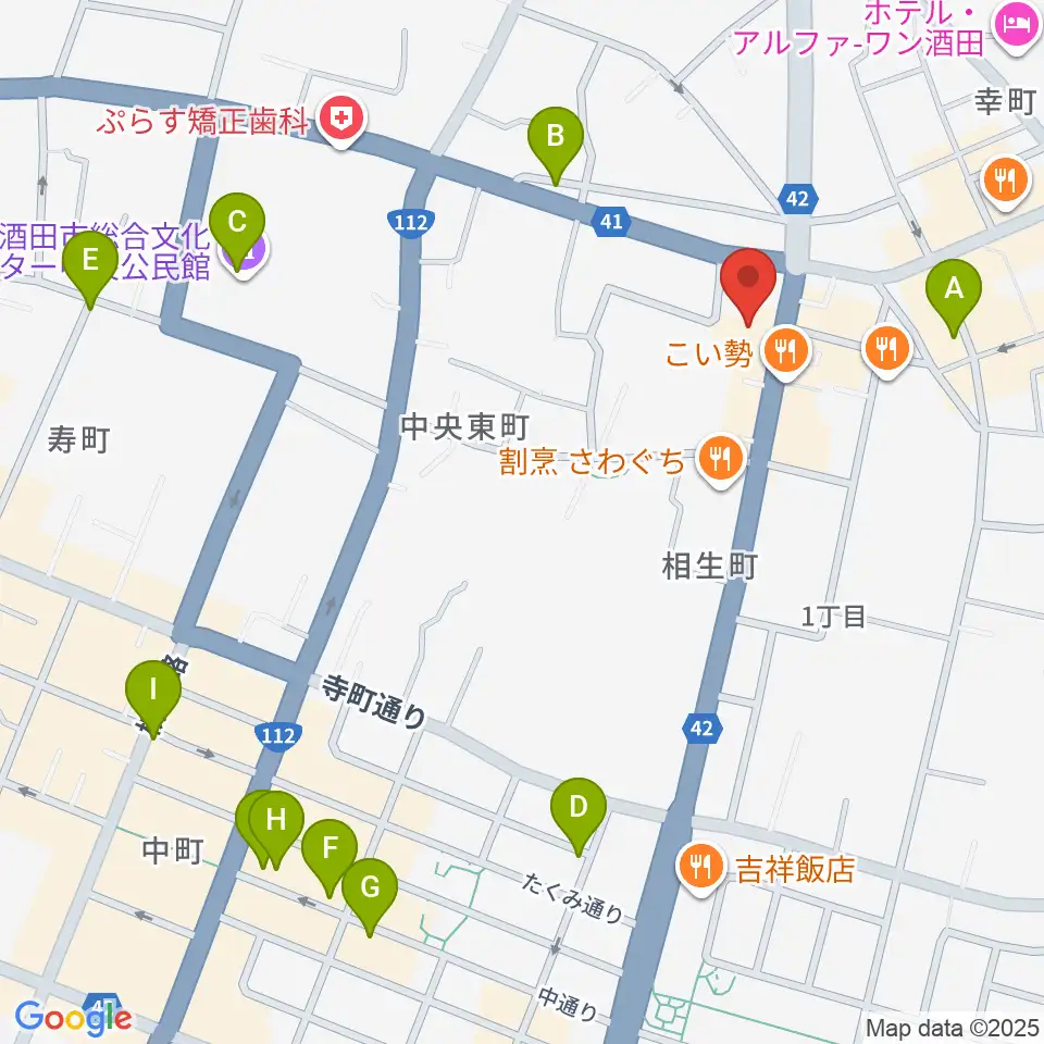 酒田MUSIC FACTORY周辺のカフェ一覧地図