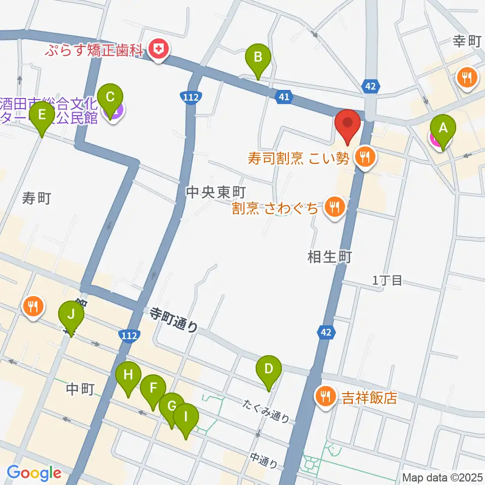 酒田MUSIC FACTORY周辺のカフェ一覧地図