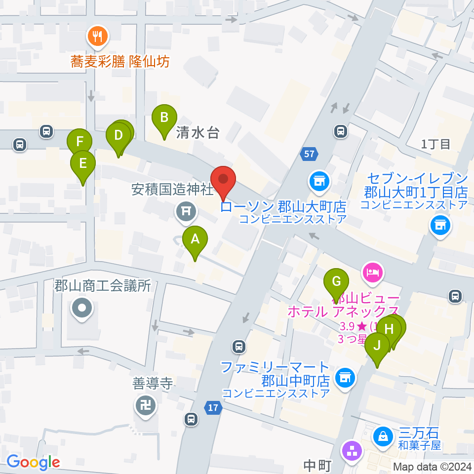 郡山ヒップショット周辺のカフェ一覧地図