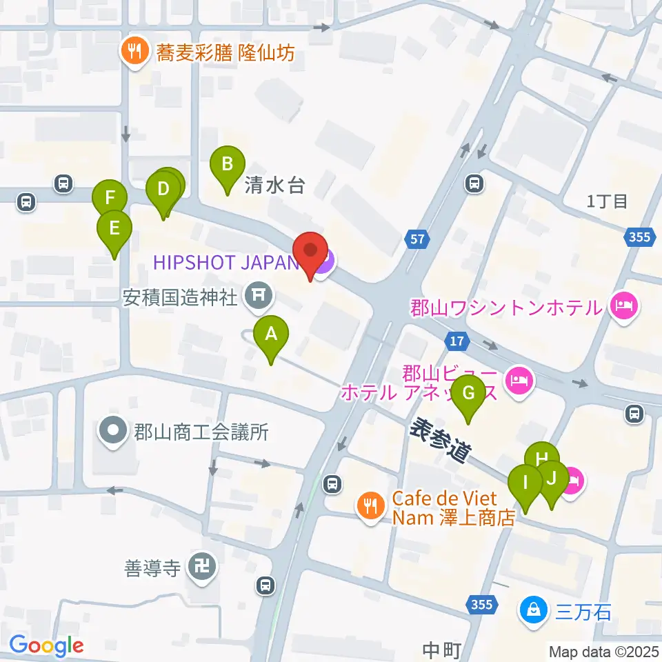 郡山ヒップショット周辺のカフェ一覧地図