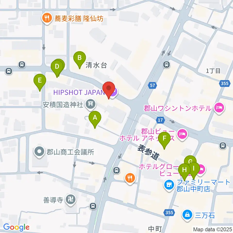 郡山ヒップショット周辺のカフェ一覧地図