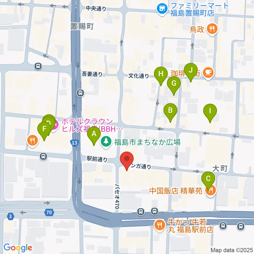 福島 CLUB NEO周辺のカフェ一覧地図