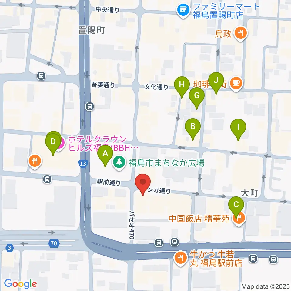 福島 CLUB NEO周辺のカフェ一覧地図