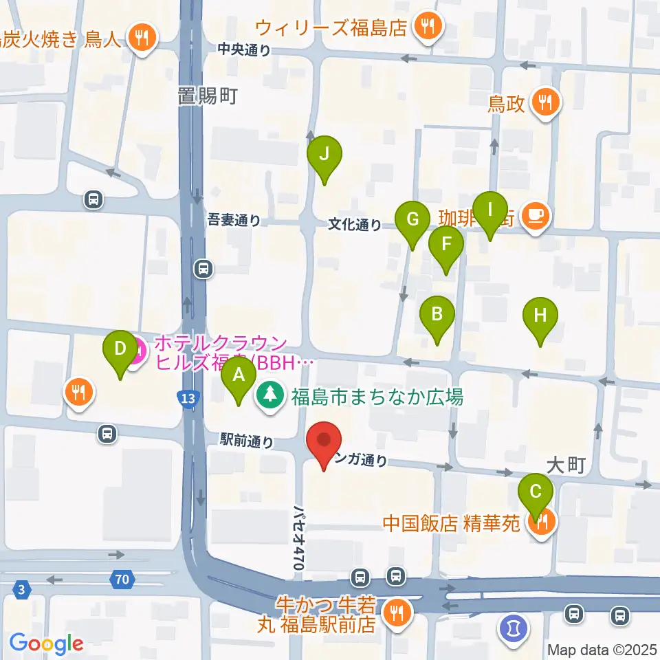 福島 CLUB NEO周辺のカフェ一覧地図