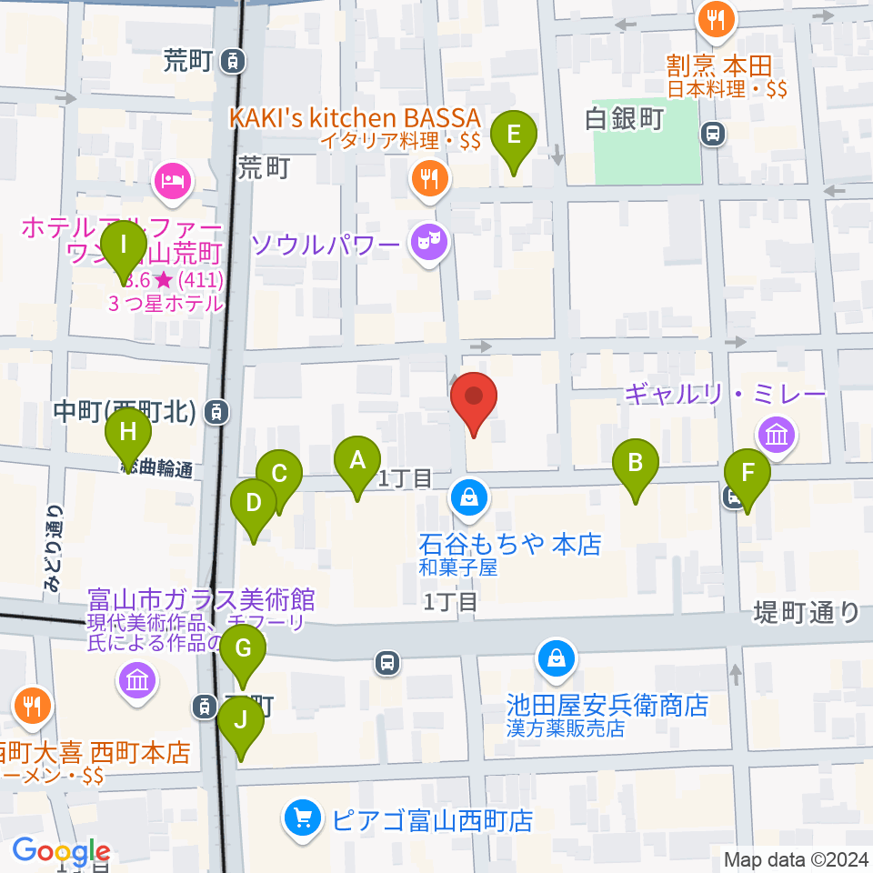 富山サマーナイト周辺のカフェ一覧地図