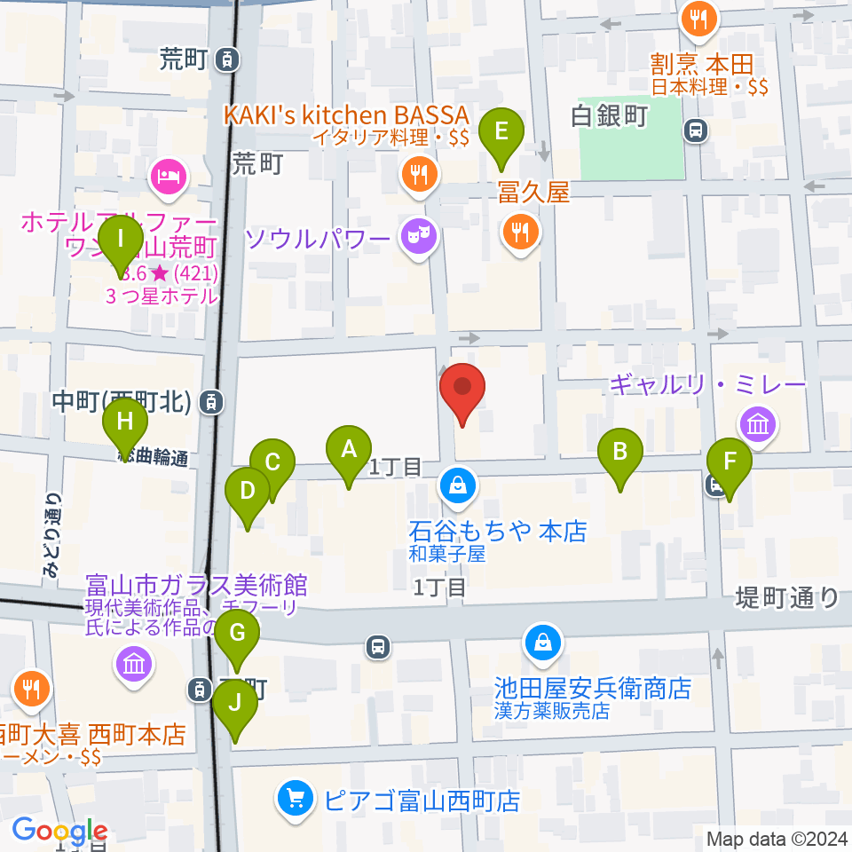 富山サマーナイト周辺のカフェ一覧地図