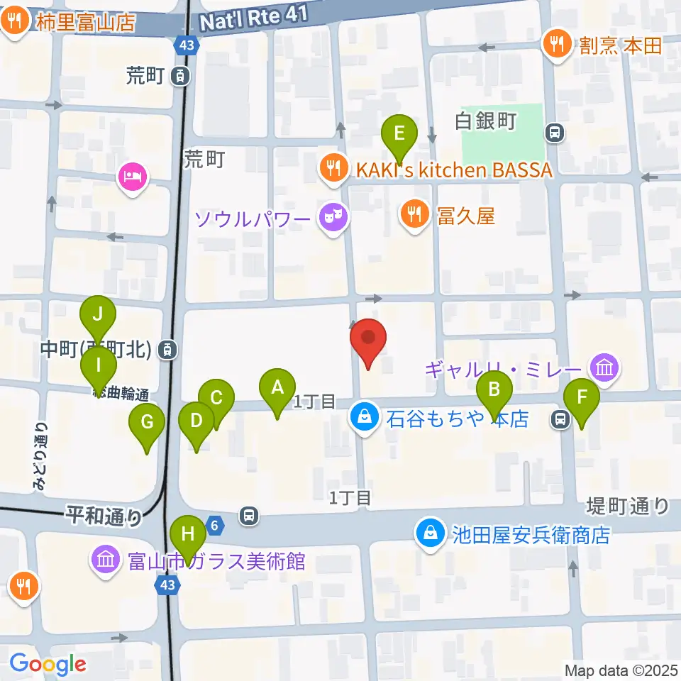 富山サマーナイト周辺のカフェ一覧地図