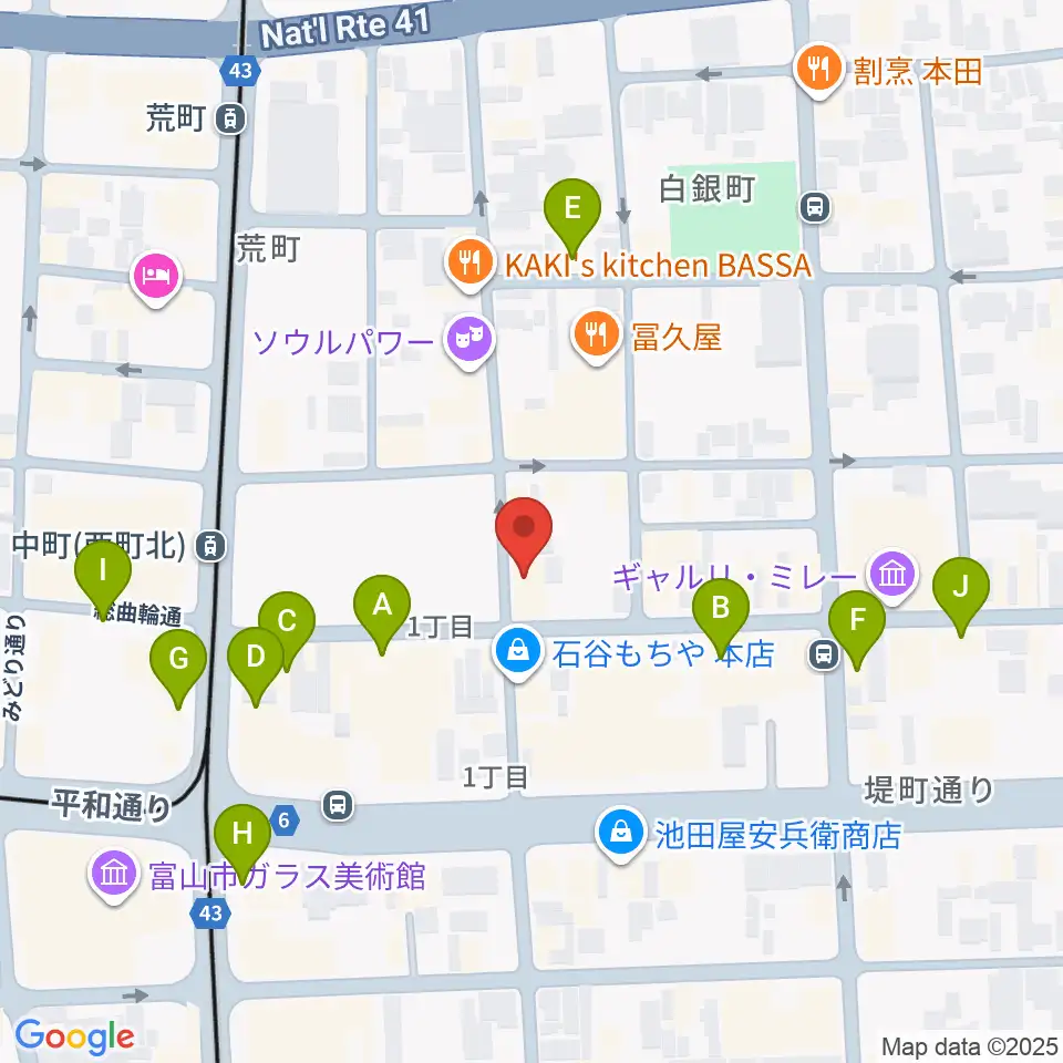 富山サマーナイト周辺のカフェ一覧地図