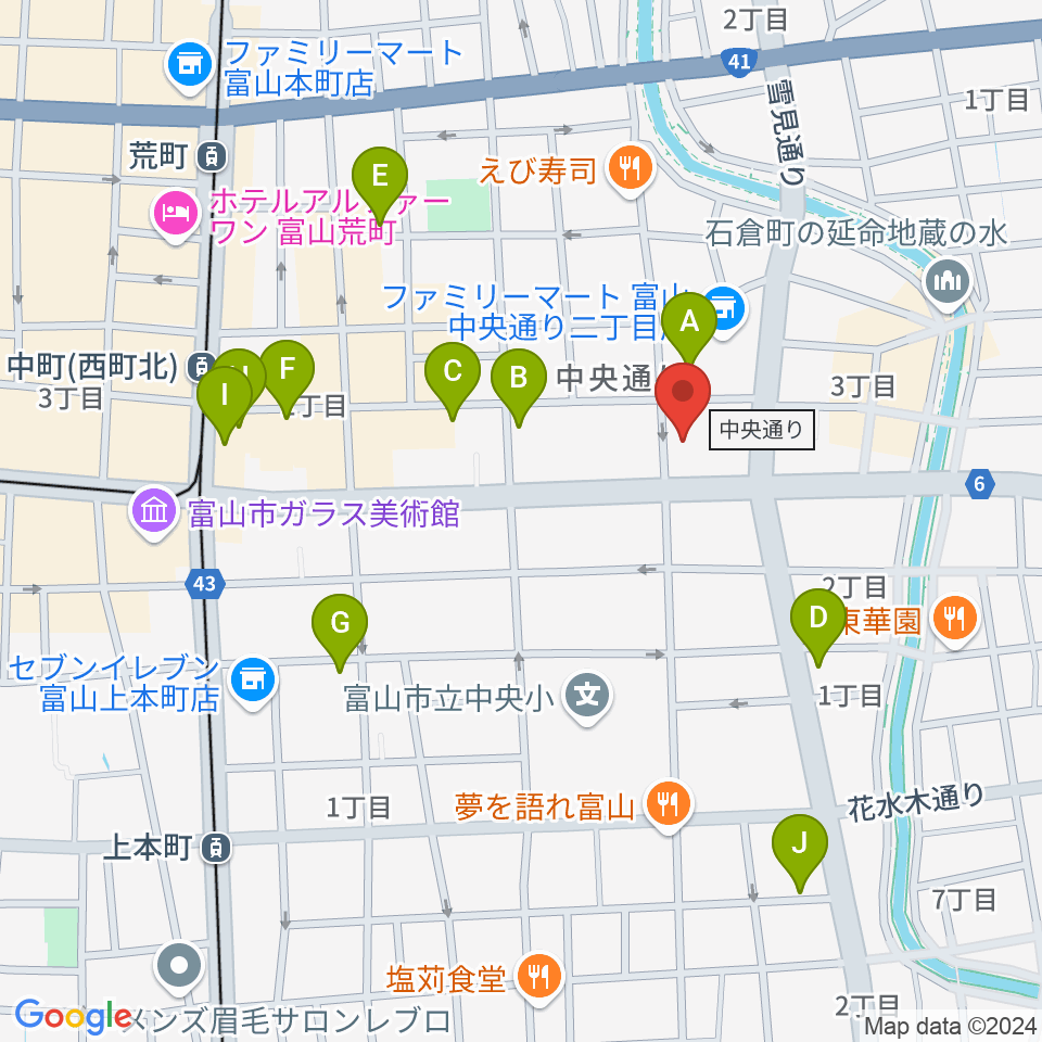 中教院Artist's周辺のカフェ一覧地図