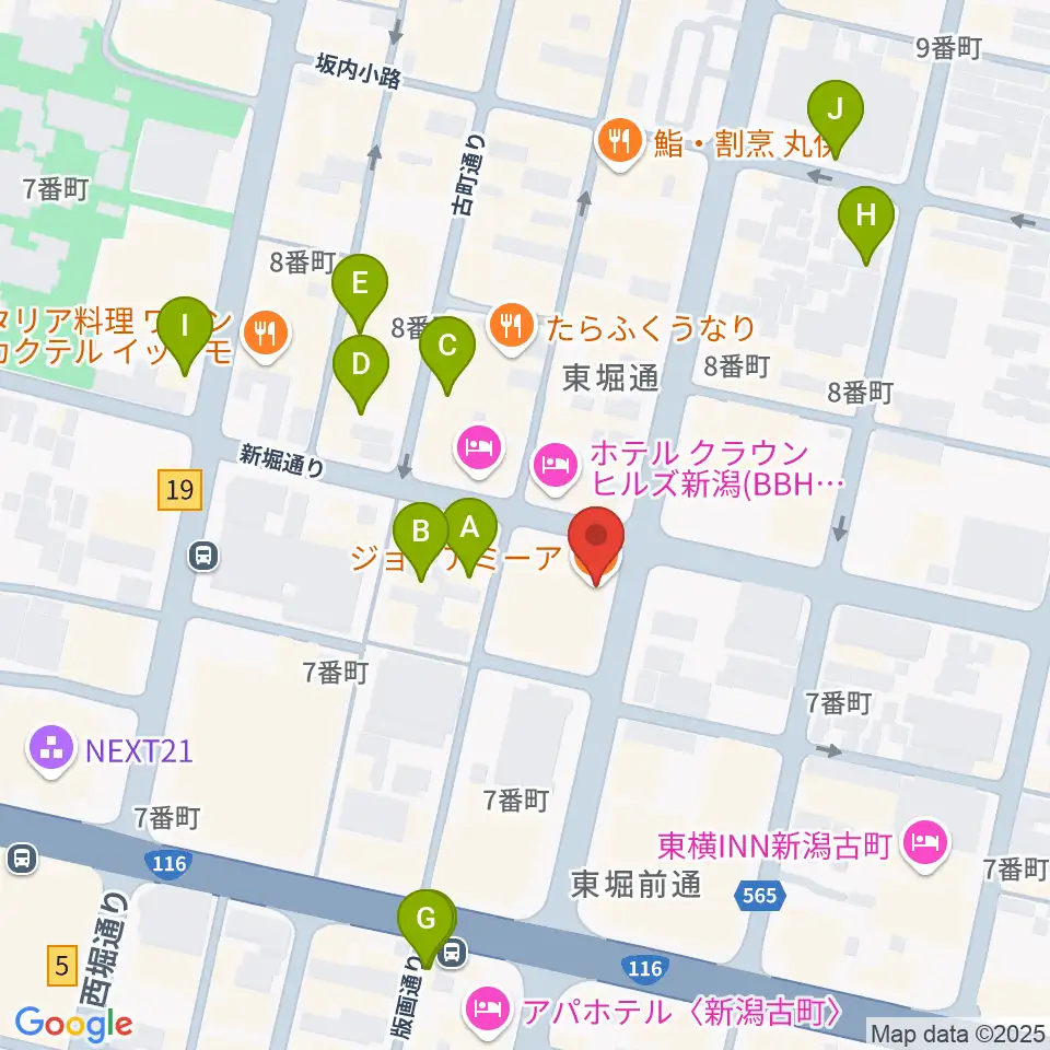 ジョイアミーア周辺のカフェ一覧地図