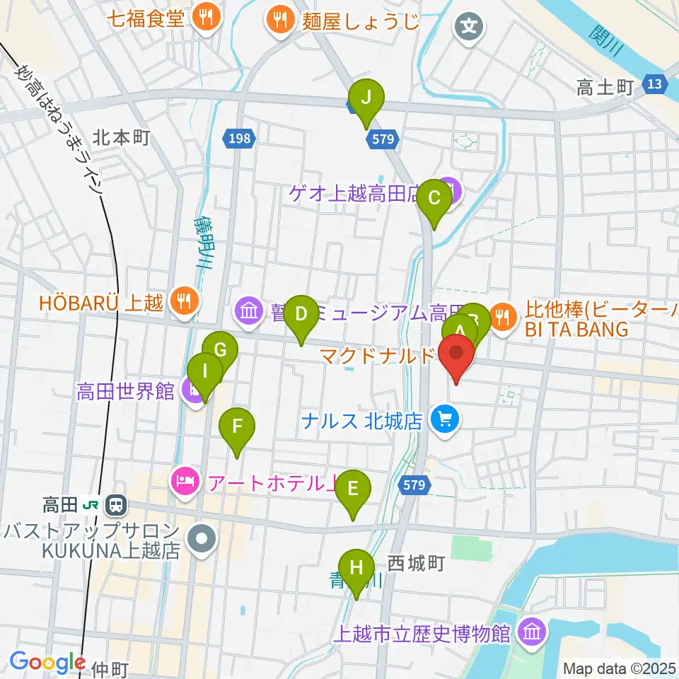 上越EARTH周辺のカフェ一覧地図