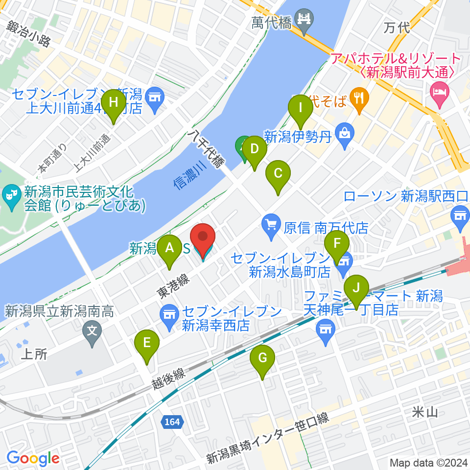 新潟LOTS周辺のカフェ一覧地図