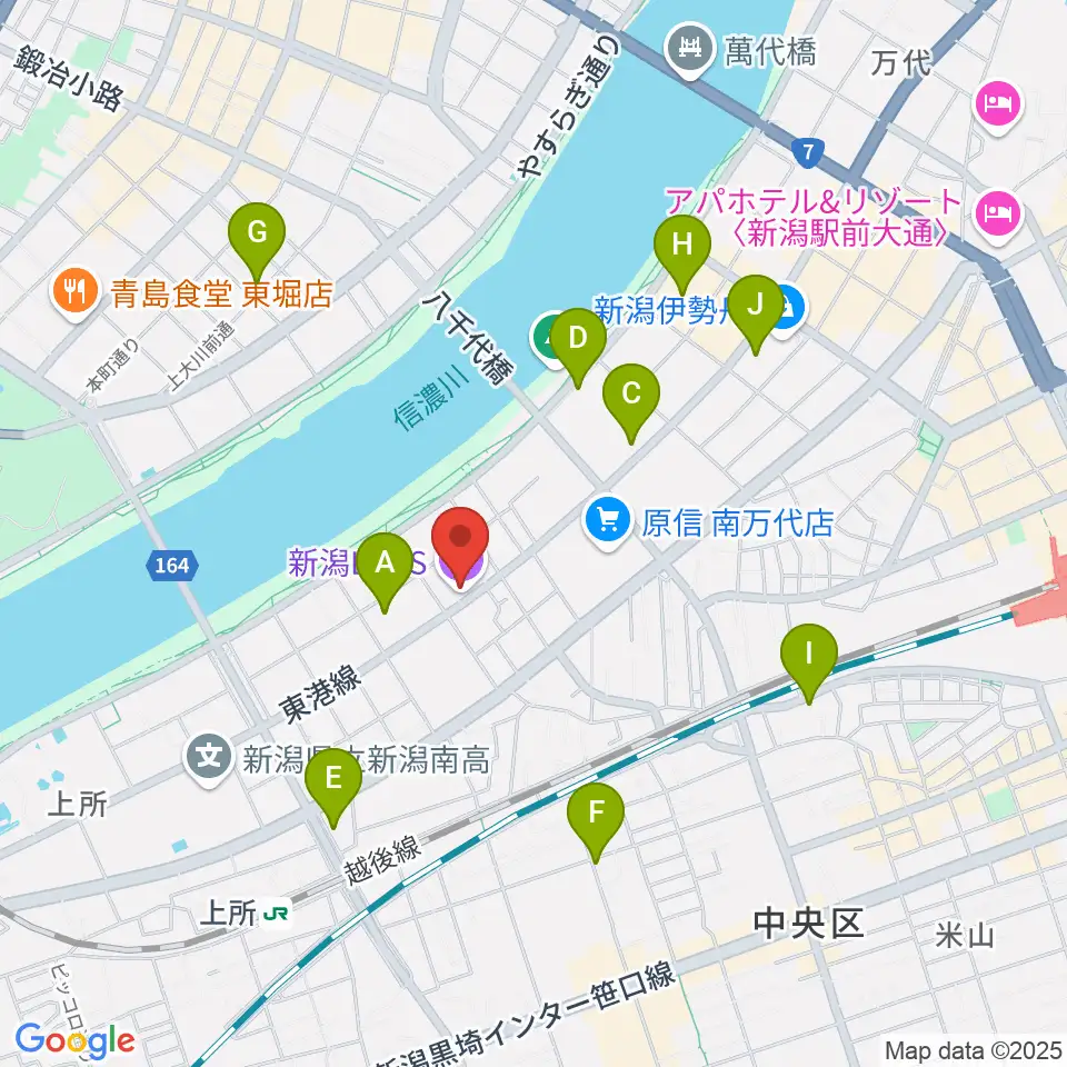 新潟LOTS周辺のカフェ一覧地図