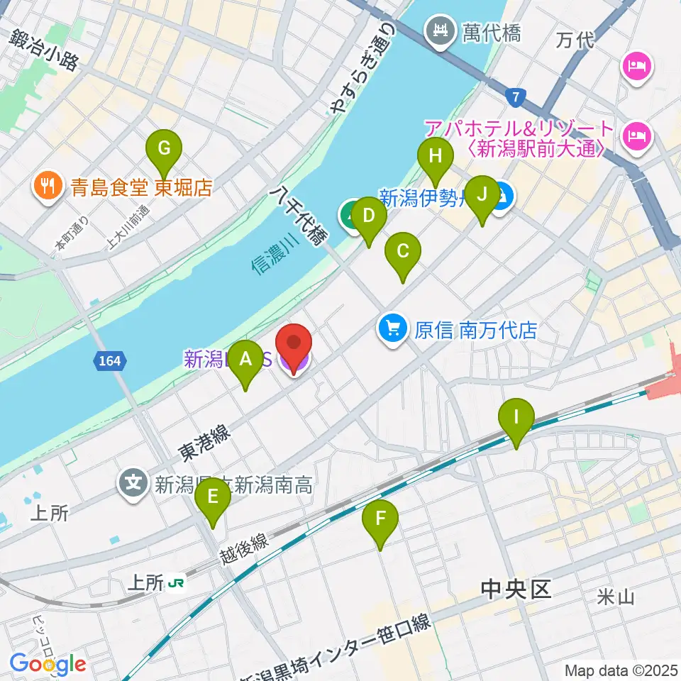 新潟LOTS周辺のカフェ一覧地図