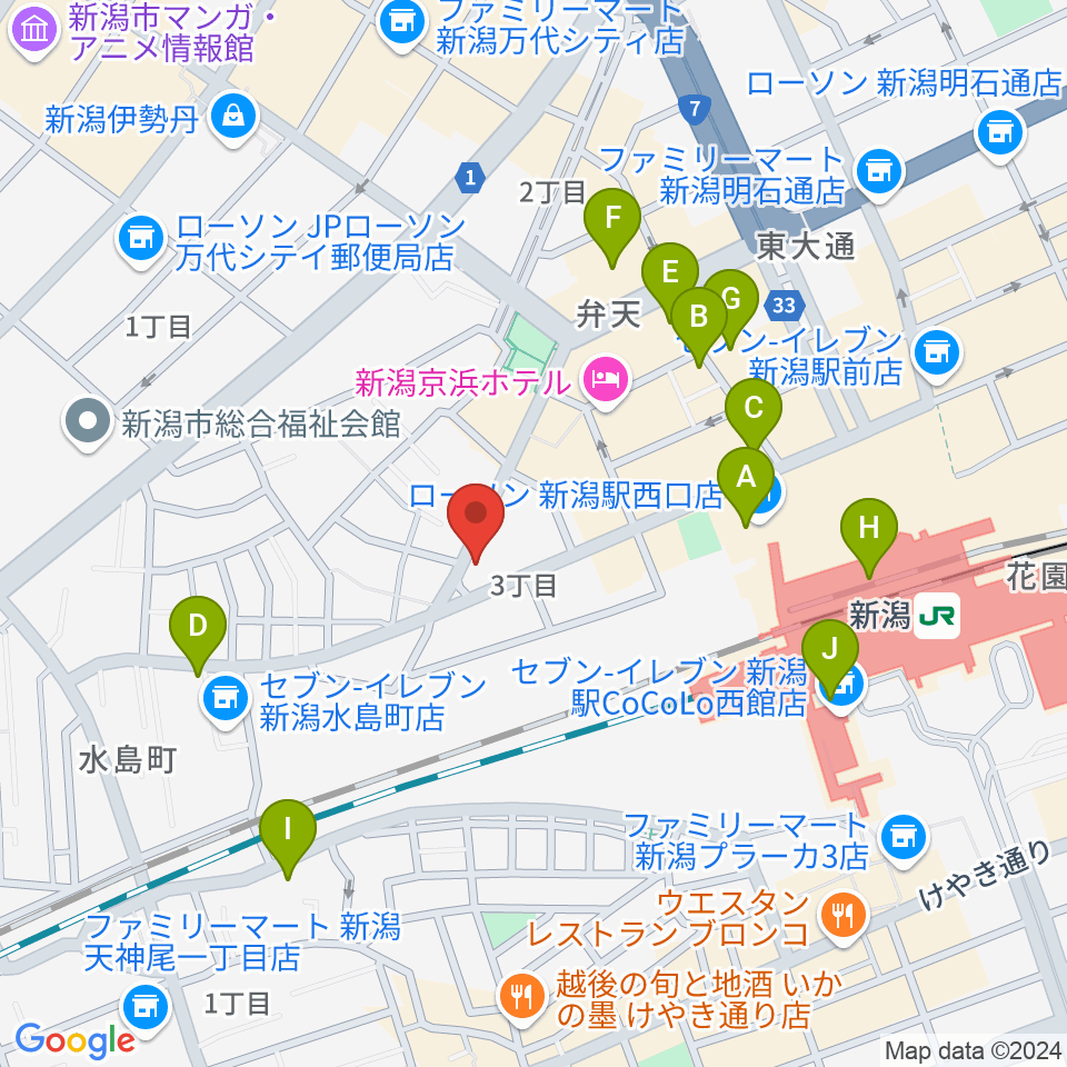 新潟CLUB RIVERST周辺のカフェ一覧地図