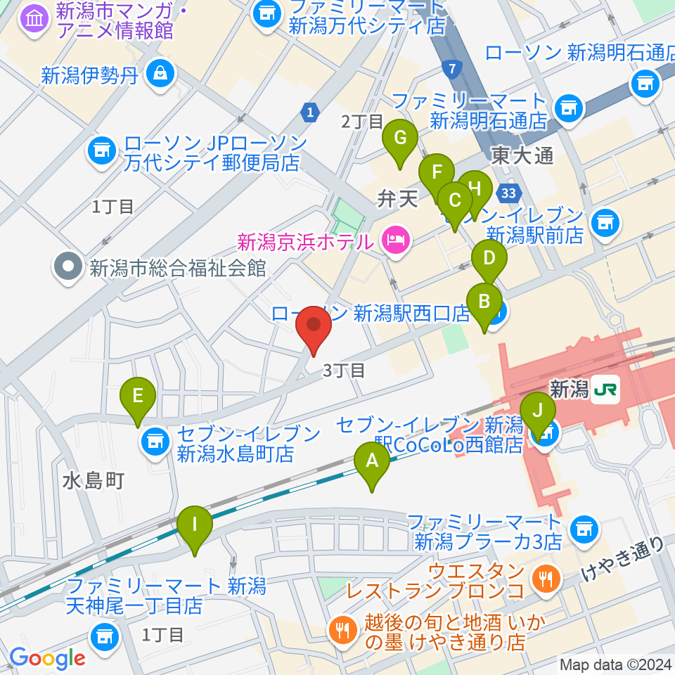 新潟CLUB RIVERST周辺のカフェ一覧地図