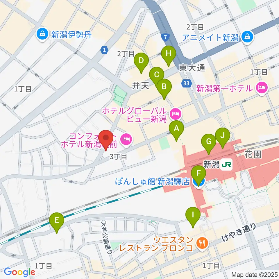 新潟CLUB RIVERST周辺のカフェ一覧地図