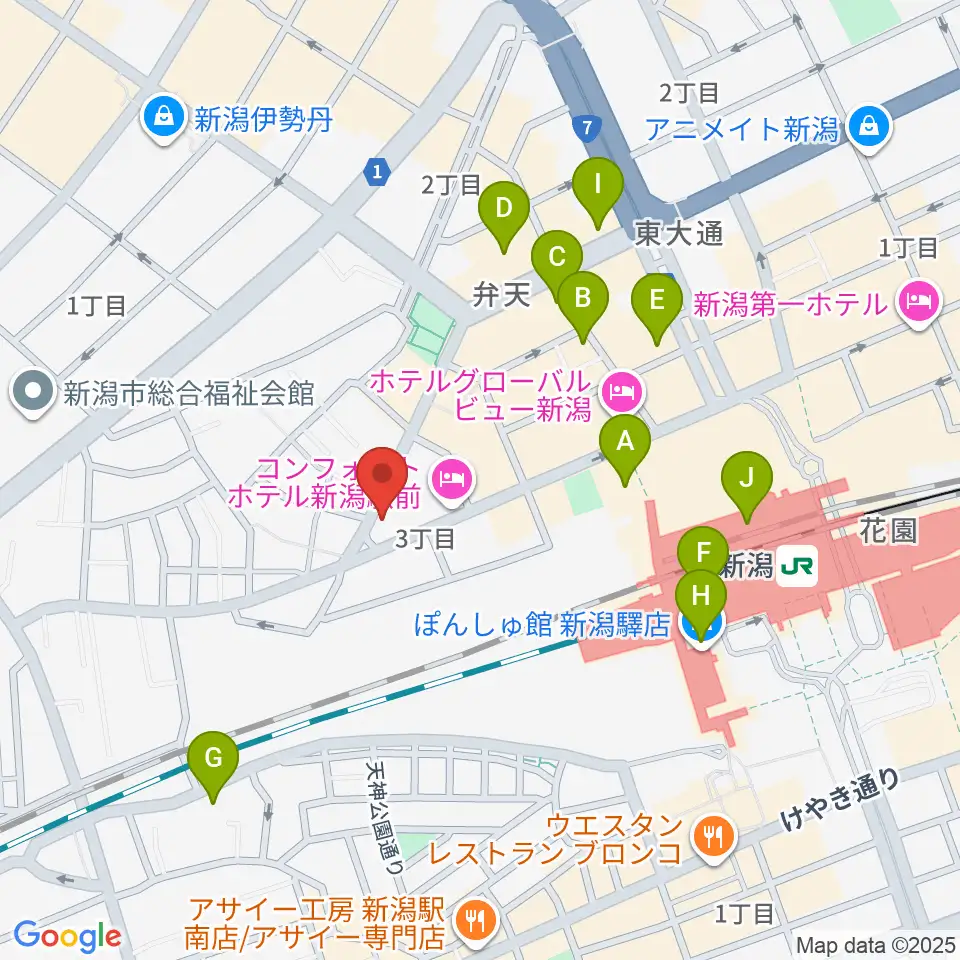 新潟CLUB RIVERST周辺のカフェ一覧地図