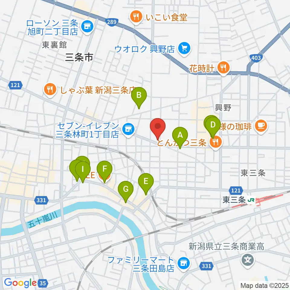 三条ロケット・ピンク周辺のカフェ一覧地図