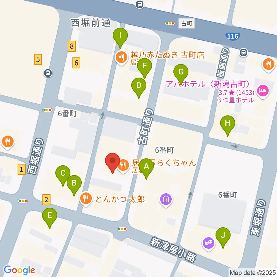 新潟WOODY周辺のカフェ一覧地図
