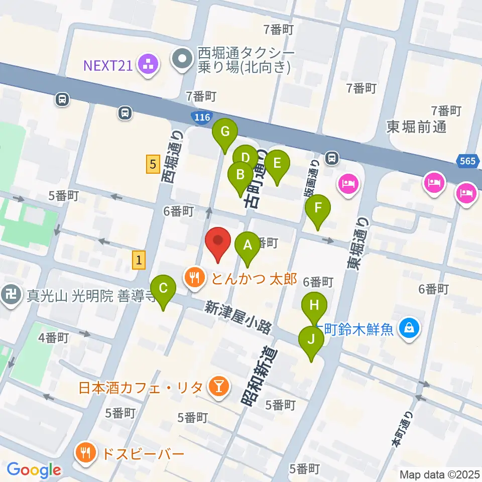 新潟WOODY周辺のカフェ一覧地図