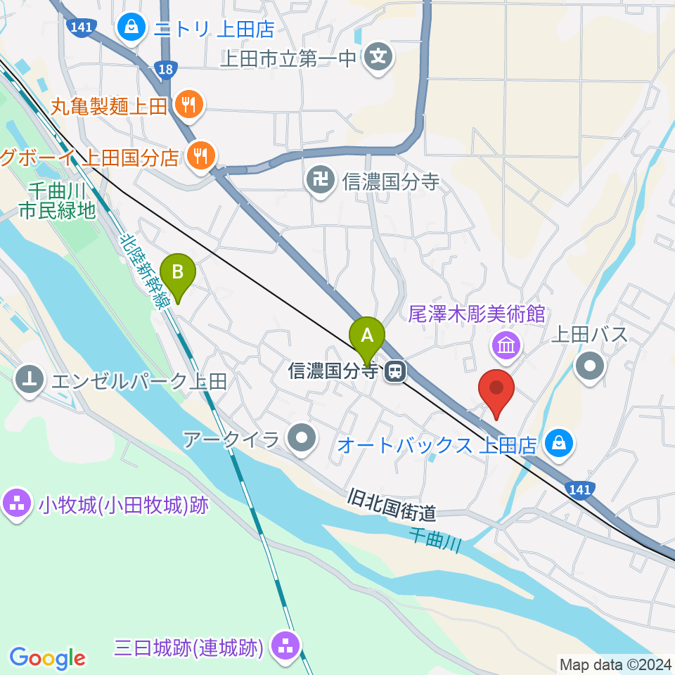 上田ブレイク周辺のカフェ一覧地図