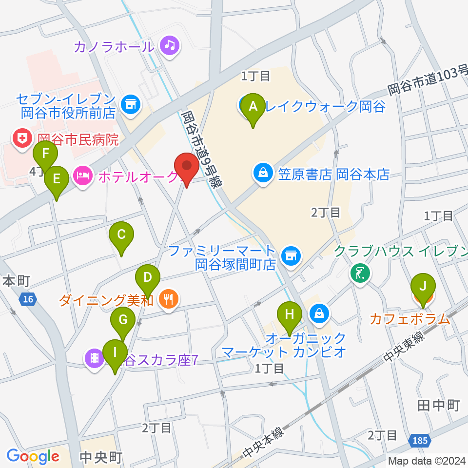 岡谷ファイブペニーズ周辺のカフェ一覧地図