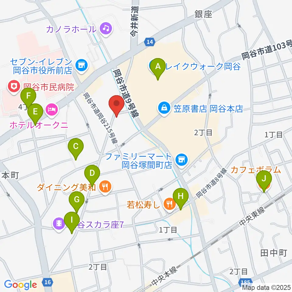 岡谷ファイブペニーズ周辺のカフェ一覧地図