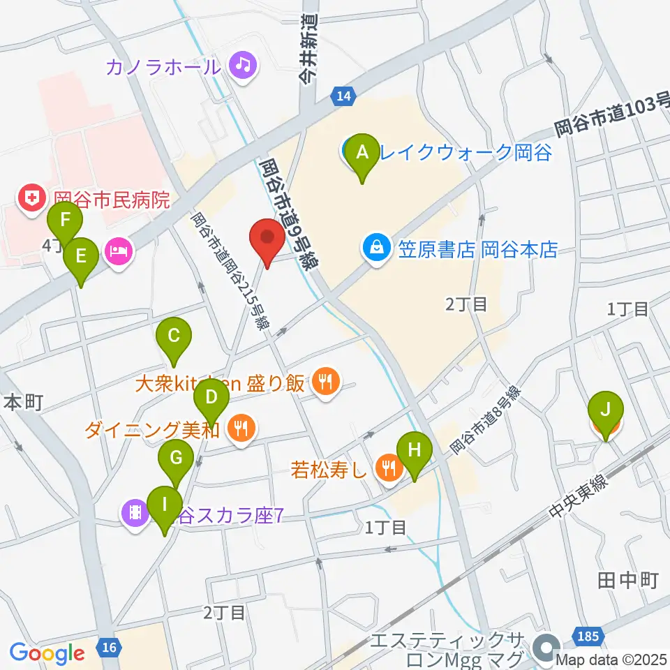 岡谷ファイブペニーズ周辺のカフェ一覧地図