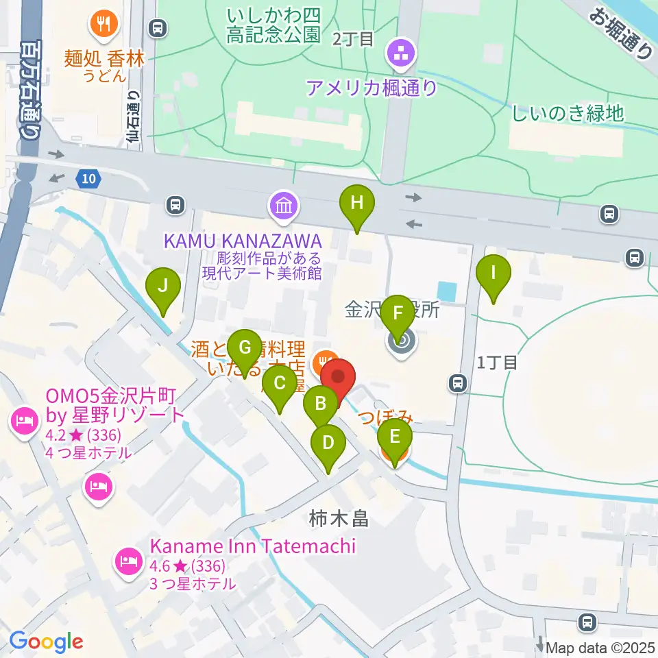 金沢もっきりや周辺のカフェ一覧地図