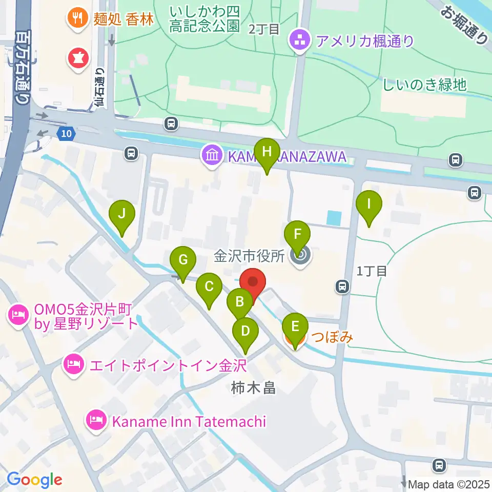 金沢もっきりや周辺のカフェ一覧地図
