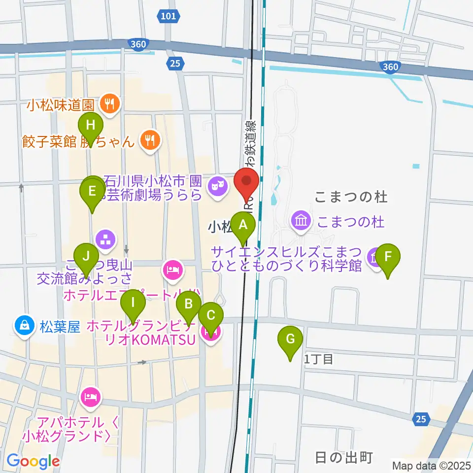 小松市民交流プラザ The MAT'S周辺のカフェ一覧地図