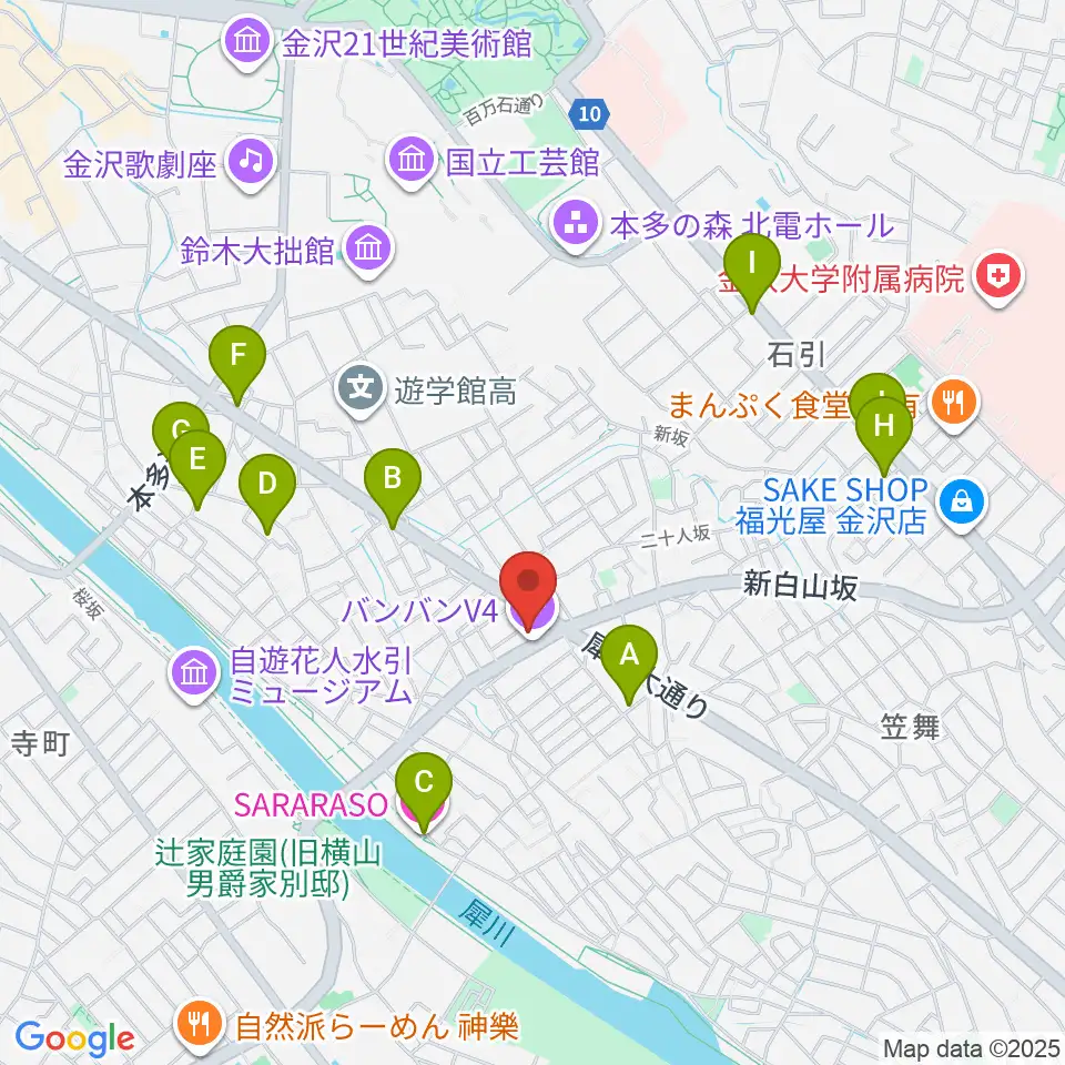 金沢vanvan V4周辺のカフェ一覧地図
