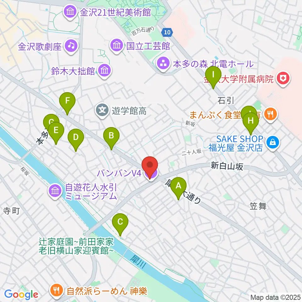 金沢vanvan V4周辺のカフェ一覧地図