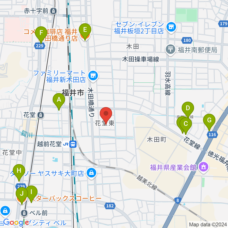 福井CHOP周辺のカフェ一覧地図