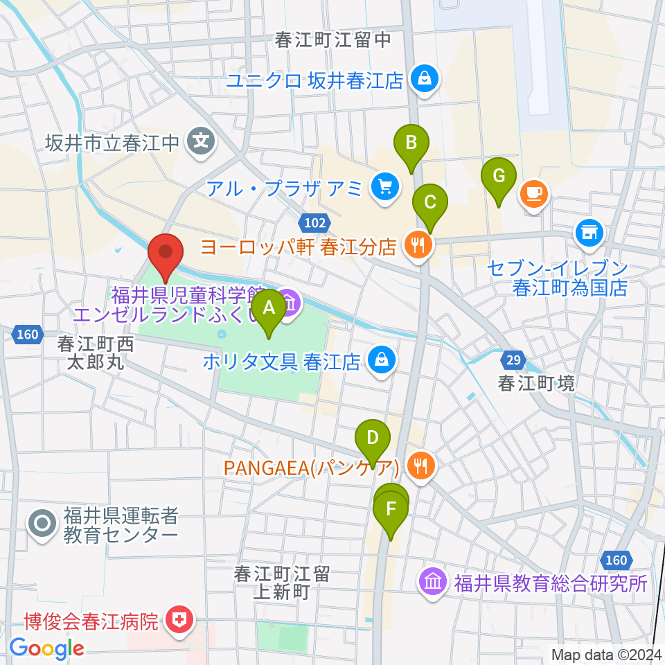 ハートピア春江周辺のカフェ一覧地図