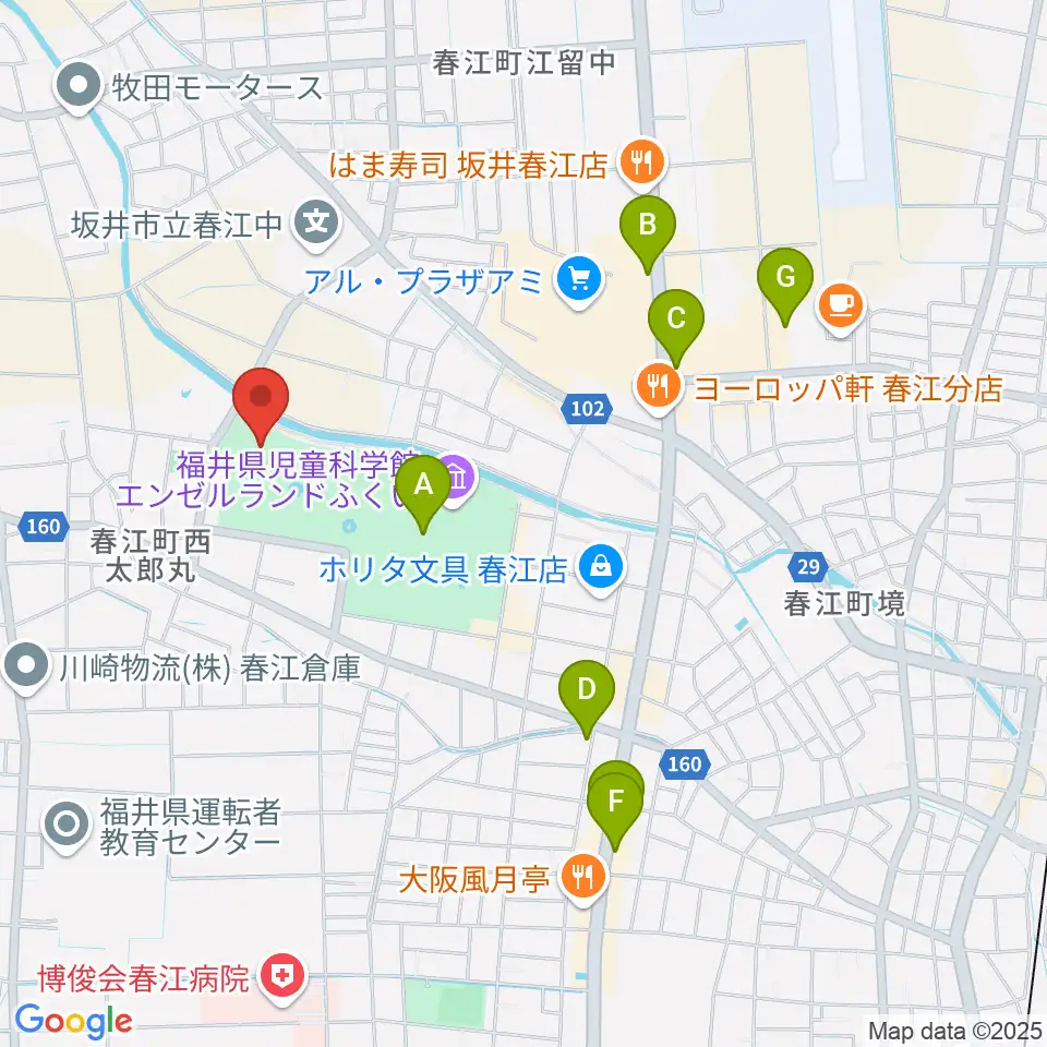 ハートピア春江周辺のカフェ一覧地図