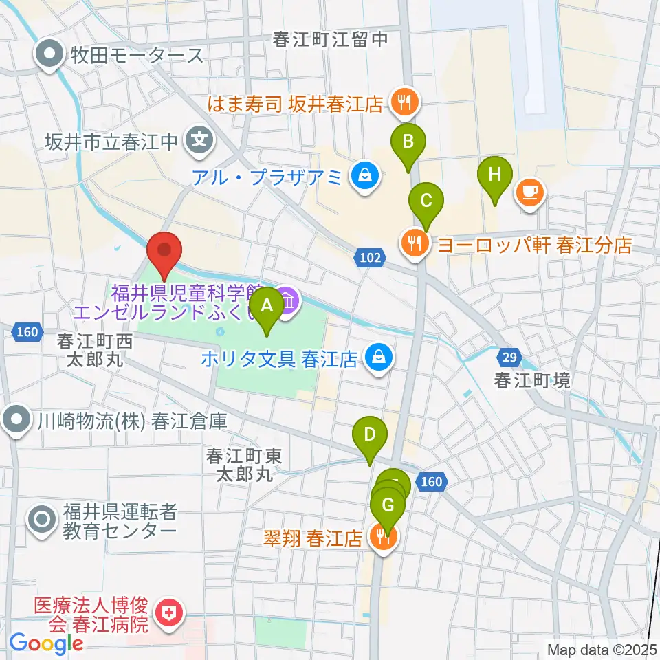 ハートピア春江周辺のカフェ一覧地図
