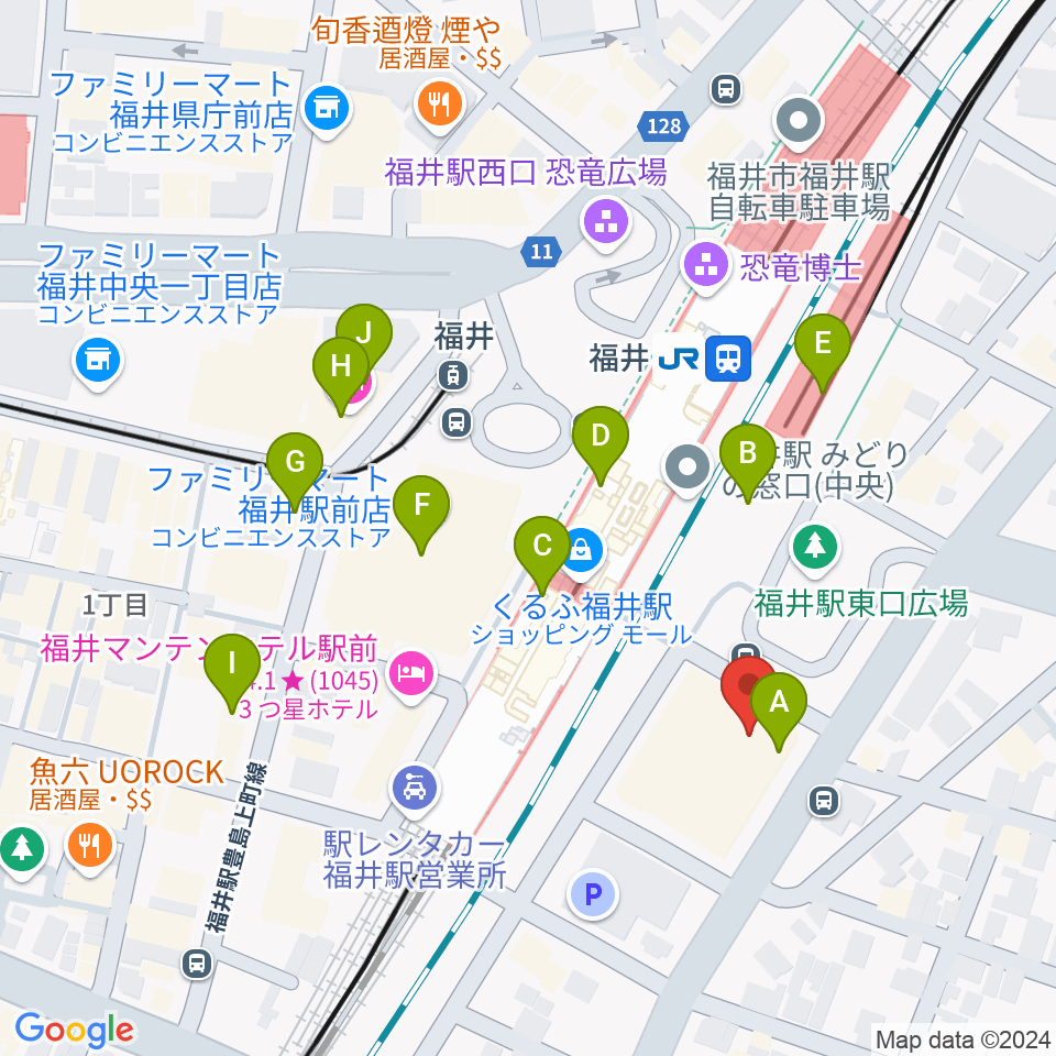 福井県県民ホール周辺のカフェ一覧地図