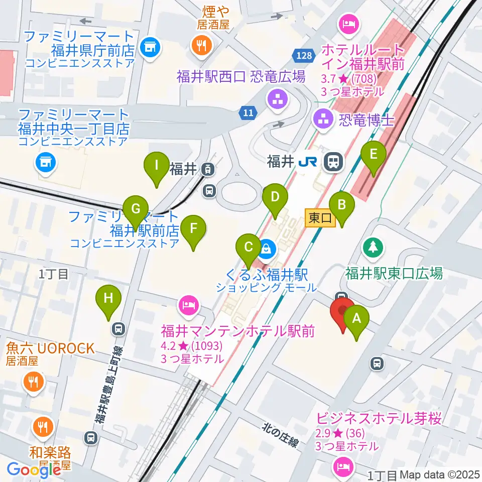 福井県県民ホール周辺のカフェ一覧地図