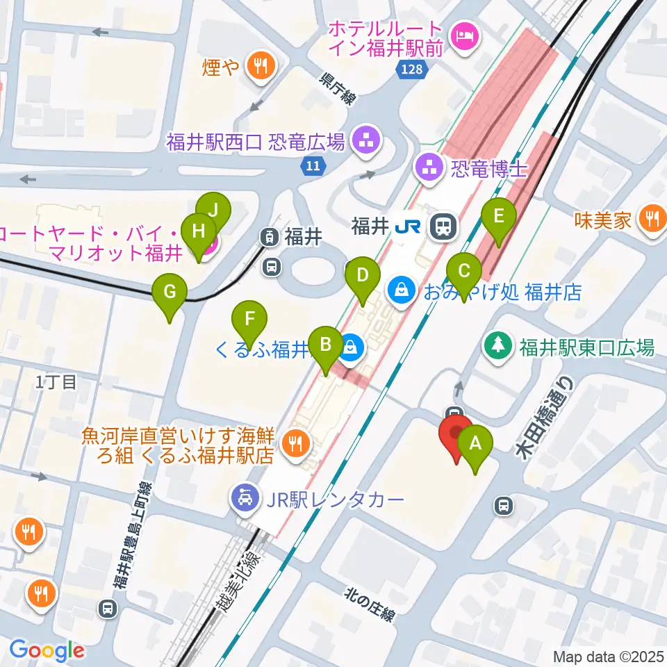 福井県県民ホール周辺のカフェ一覧地図