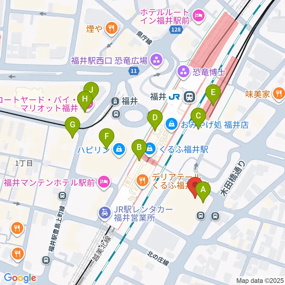 福井県県民ホール周辺のカフェ一覧地図