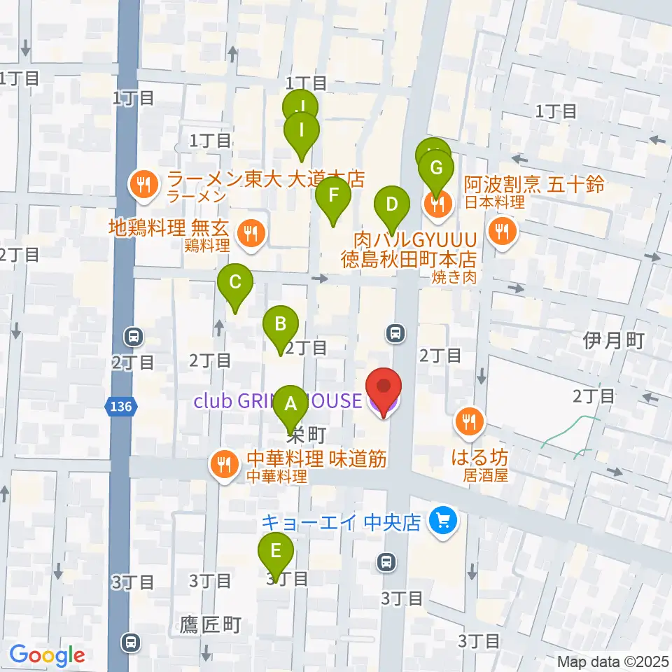 club GRINDHOUSE周辺のカフェ一覧地図