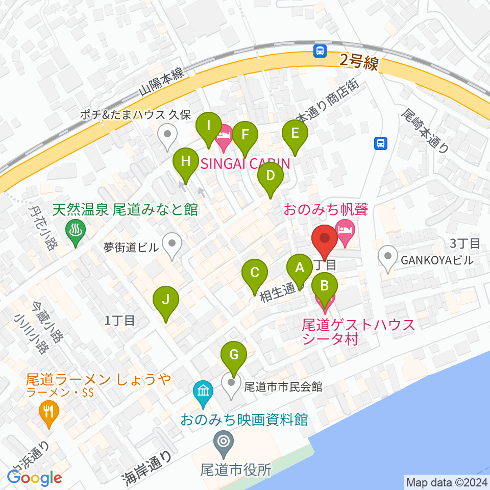 尾道B×B周辺のカフェ一覧地図