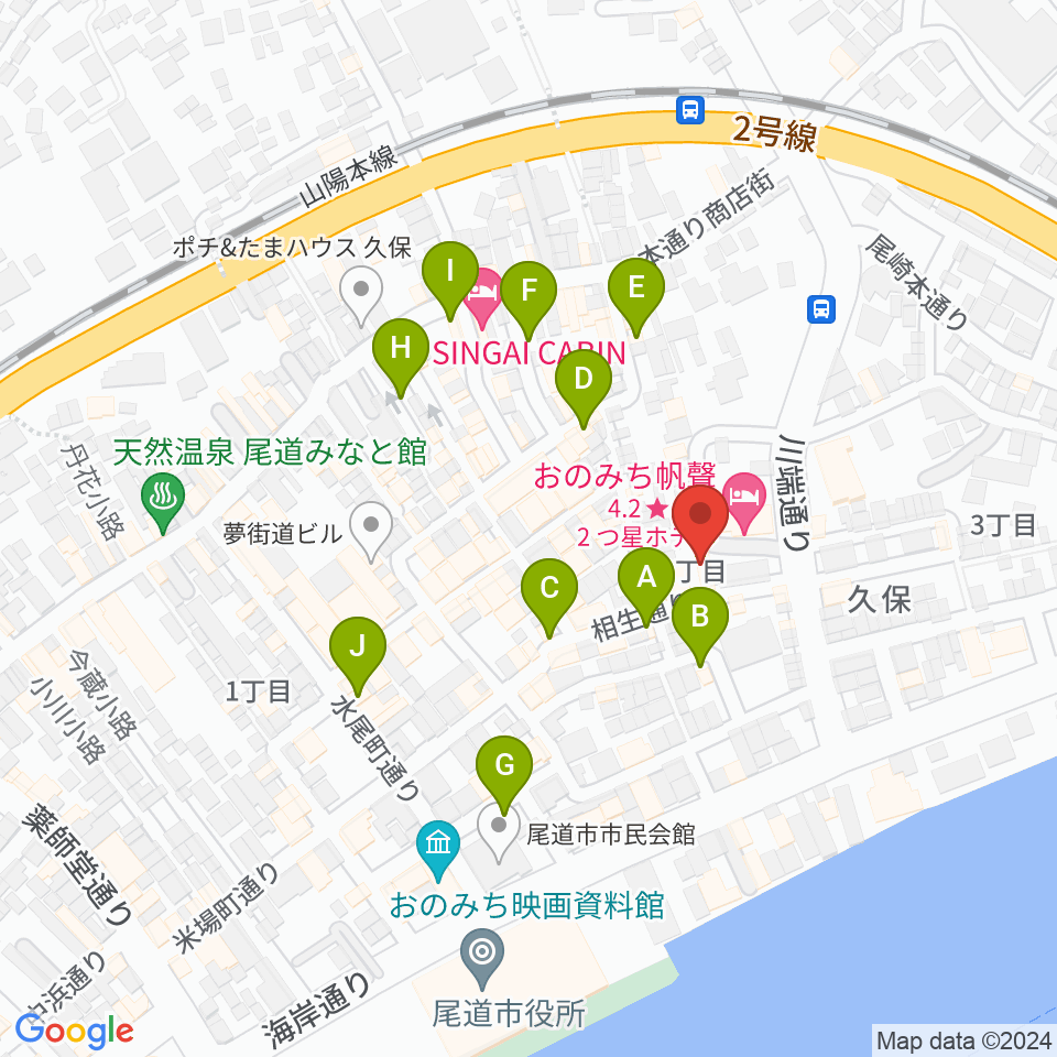 尾道B×B周辺のカフェ一覧地図