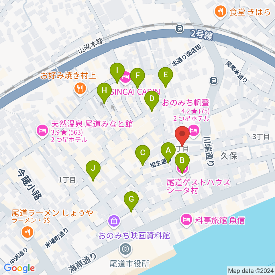 尾道B×B周辺のカフェ一覧地図