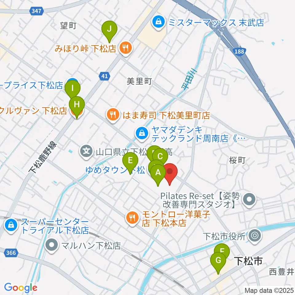 スターピアくだまつ 下松市文化会館周辺のカフェ一覧地図
