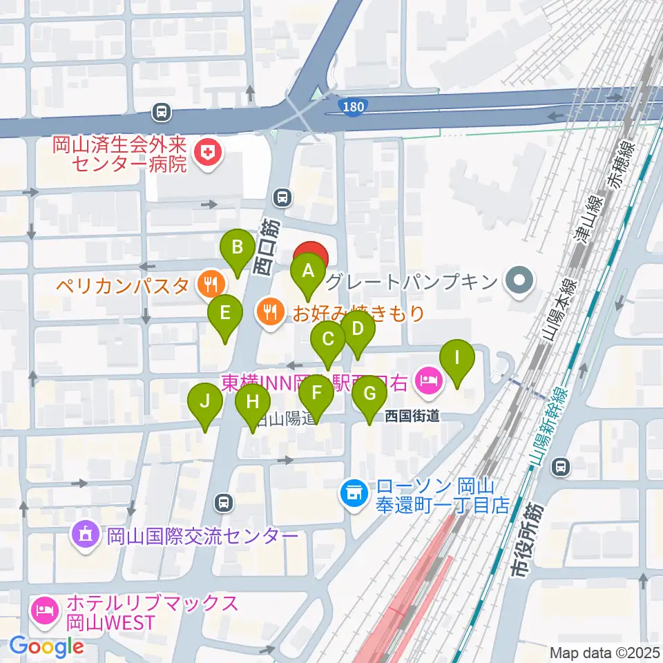 オルガホール周辺のカフェ一覧地図