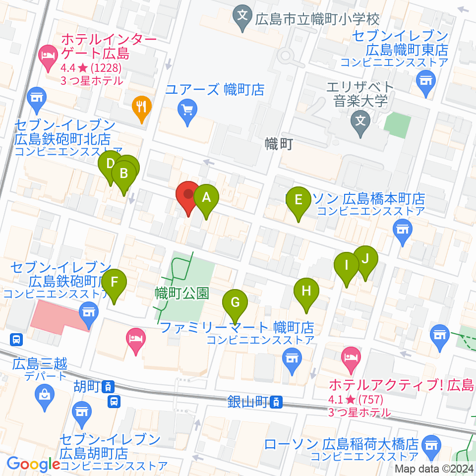 広島CAVE-BE周辺のカフェ一覧地図