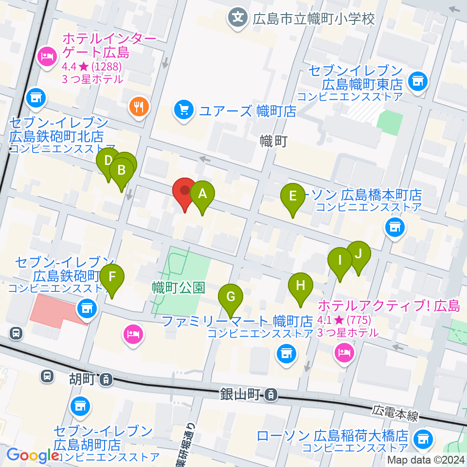 広島CAVE-BE周辺のカフェ一覧地図